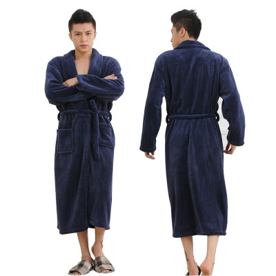 

Women Men Flannel Bath Robes Thicken Warm Plush Sleepwear 2018 Autumn Winter Solid Couple Bathrobe Female Robe Nightgown -2XL