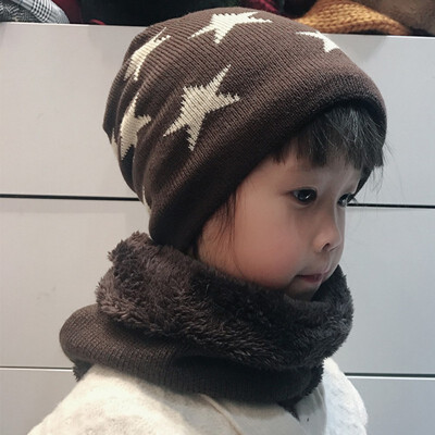 

Children Baby Boys Girls Winter Warmer Scarf Star Print Hat Infant Collar Scarves Neckerchief Head Wear Set