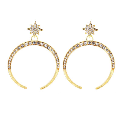 

Vintage Rhinestone Drop Earrings Heat Mini- Little Star Modeling Ear Nail Will Crescent Moon Crystal Women Girl Earrings