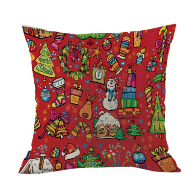 

Tailored Happy Christmas Pillow Cases Linen Sofa Cushion Cover Home Decor Pillow Core