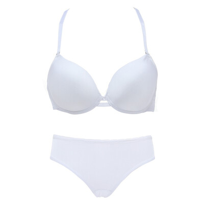

2019 Sexy Women Smooth Push Up Bras Sets Seamless Free Size Panties Y-Line Straps Padded Underwear Bras