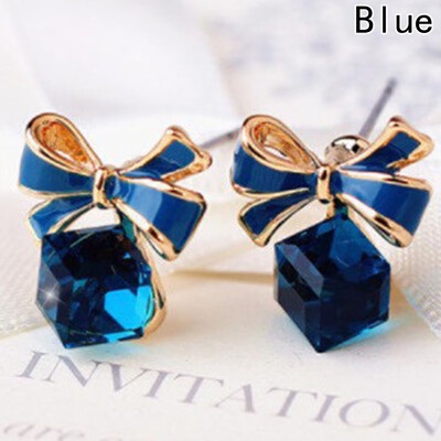 

Women Fashion Rhinestone Bow Earrings Jewelry Hypoallergenic Fashion Accessories