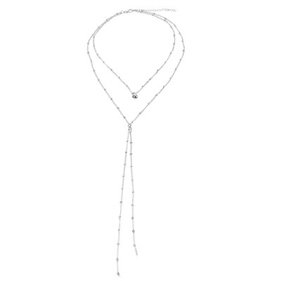 

New Gold Silver Sexy Beads Chain Choker Necklaces Long Multilayer Water Drop Simple Party Statement Jewelry For Women
