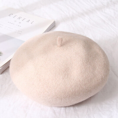 

Lady Spring Winter Berets Hat Painter Style Hat Women Wool Vintage Berets Solid Color Caps Female Bonnet Warm Walking Cap