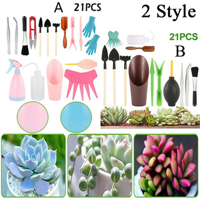

21PcsSet Succulent Potted Gardening Tools Mini Garden Transplanting Tools Indoor Miniature Fairy Garden Care