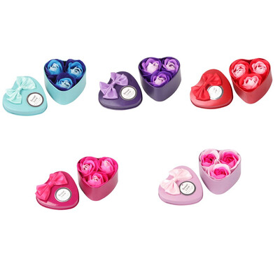 

3Pcsbox Soap Rose Heart Box Petal Rose Flower Soap Wedding Decoration Gift Valentines Day Gift