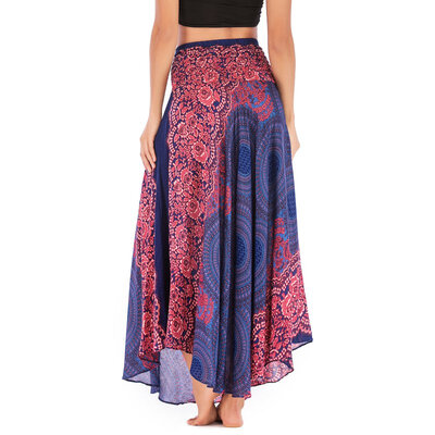 

Thai cotton silk pop print belly dance skirt beach holiday two wear big swing skirt