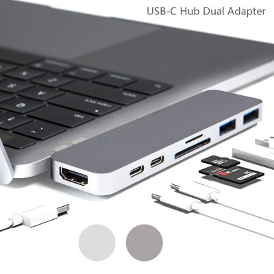 

7in1 USB-C Hub Dual Type-C Multiport Card Reader Adapter 4K HDMI for MacBook Pro BBY