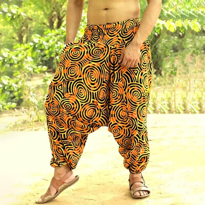 

Gobestart Mens Long Casual Print Loose Large Size Nationality Trousers Pants Cross-pants
