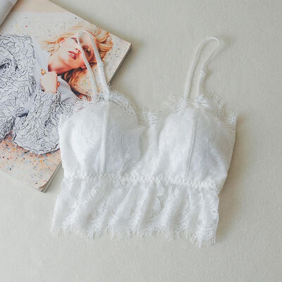 

Fashion Women Lace Strapless Tube Top Sexy Deep V Bra Crop Tops Padded Seamless Tube Bra Bralette