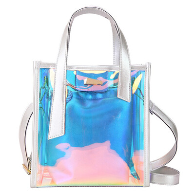 

Summer Transparent hand Bag Clear Jelly Purse Women Clutch Hologram Tote