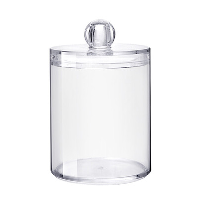 

Makeup Box Organizer Clear Stand Round Cotton Swab Toothpick Dispenser Holder Plastic Container