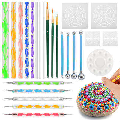 

25pcs Mandala Dotting Tools for Painting Rocks Mandala Painting Dotting Stencil Dot Mandala Kit