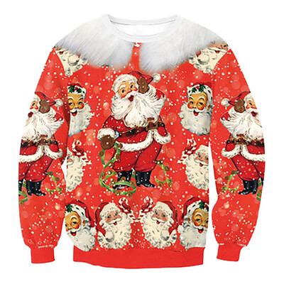 

Tailored Womens Winter Long Sleeve O Neck Christmas Tree Print Casual Blouse Tops