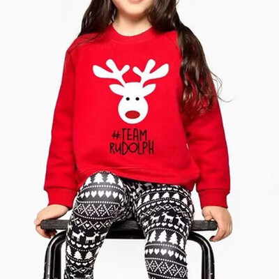 

Christmas Kid Mom Dad Pullover Sweatshirt Jumper Family Matching Cotton Casual Hooded Top Blouse
