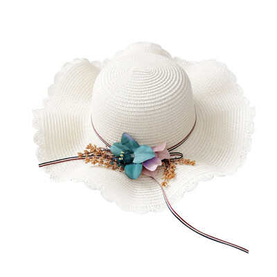

Fashion Baby Kids Summer Sun Hat Girls Floral Design Beach Straw Hats Flat Cap 4-8 Years