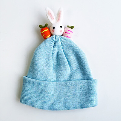 

Infantile Autumn Winter Baby Cute Hats Kids Wool Cartoon Knitted Hemming Caps Headwears 1-5Y