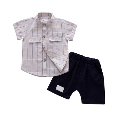 

Kids Children Boy Turn down Collar Short Sleeve T shirt Shirts Shorts Pants Casual Outfits 2Pcs Set