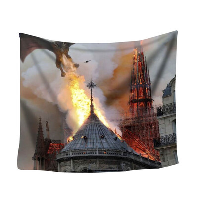 

Gobestart Colorful Print Tapestry Art Room Notre Dame Wall Hanging Tapestry Art Nature