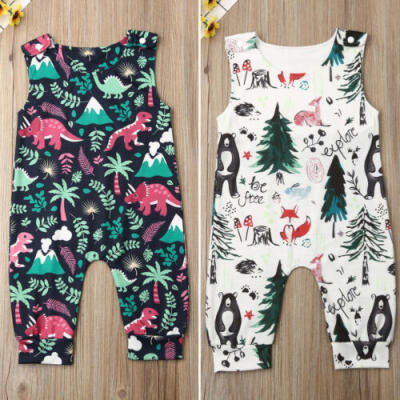 

Newborn Baby Girl Boy Clothes Sleeveless Animal Romper Jumpsuit Overall Outfits