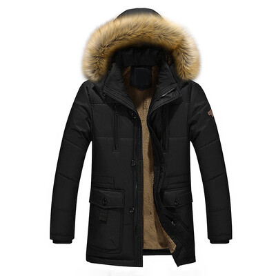 

Winter Mens Cotton Coat Thicken Warm Hooded Parkas Fur Collar Jackets Outwear