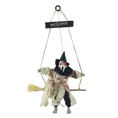 

Halloween Hanging Ghost With LED Glowing Eyes And Creepy Shrilling Sound Halloween Wall Door Window Decor Props