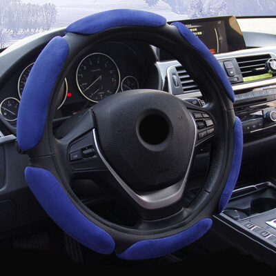 

38CM Car Anti-Skid Flocking Cloth Black Steering Wheel Covers Protector Braiding