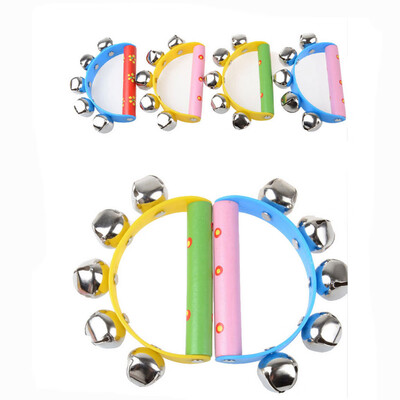 

YIWULABaby Rainbow Musical Instrument Toy Wooden Jingle Ring Handbell Rattle