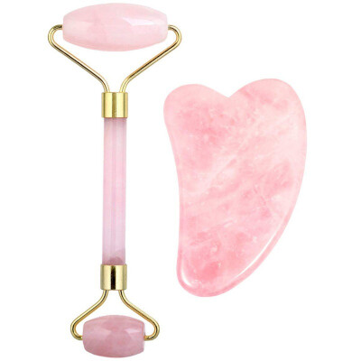 

Jade Roller Gua Sha Tool Set Acupuncture Scraping Natural Rose Quartz Face Massage Slimming Anti Wrinkle Cellulite Neck