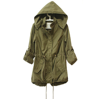 

2019 Fashion Good Quality Winter Warm Army Green Military Parka Trench Hooded Coat Jacket