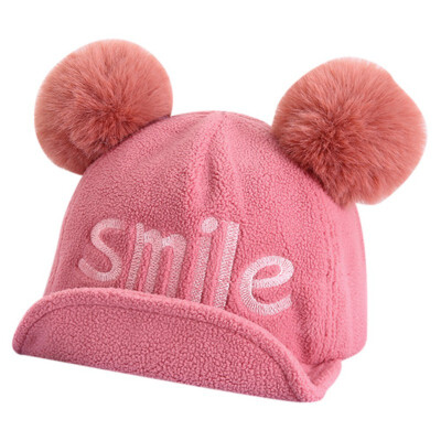 

Cute Baby Hats Baby Boys Girls Kids double ball Hat Smiling Letter Print Baseball Cap Sun Hat infant Baby Hat