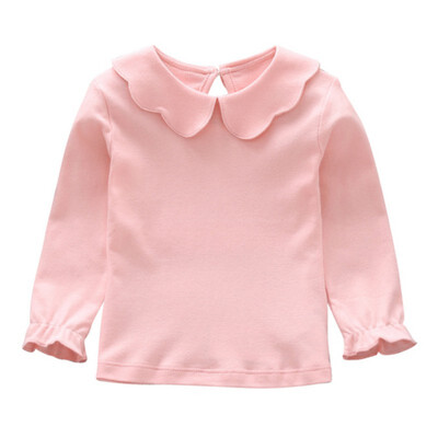 

Baby Girls Shirt Long Sleeve T-shirt Cotton Casual Princess Toddler Solid Tops Blouse