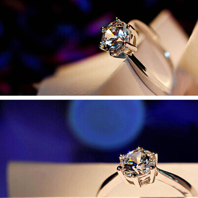 

16-19mm Engagement Ring Claw White Sapphire 10K White Gold Filled Women&39s Gift