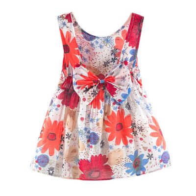 

Hot New Summer Korean Version of the Girls Dress Cotton Print Dress Girl Vacation Childrens Dress Comfortable To Dress