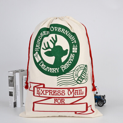 

Tailored Large Canvas Merry Christmas Santa Sack Xmas Stocking Reindeer Gift Storage Bag