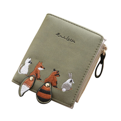 

Appliques Squirrel cartoon zipper folding female purse women wallet student Girl Preppy Style Zipper New Fashion Women Wallets