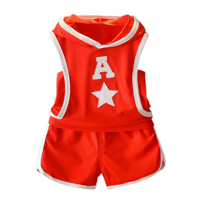 

WEIXINBUY Kid Boy Girl Clothes Sportswear Summer Fashion Vest Hooded Clothing For Boys Girls Children Outfit Set