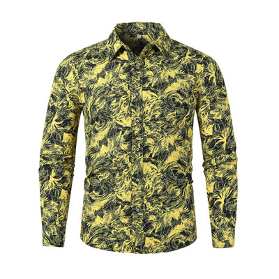 

Tailored Mens Autumn Winter Casual Slim Printed Long Sleeve Shirts Top Beach Blouse