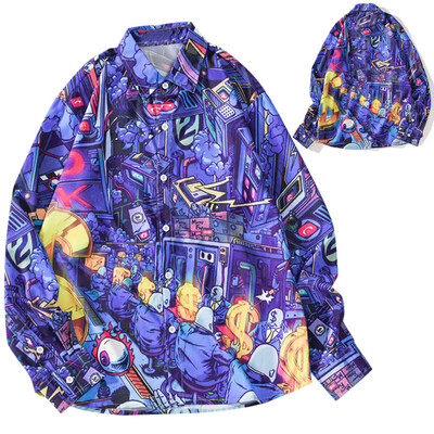 

Tailored Men Fall Fashion Shirts Casual Printing Beach Shirts Long-Sleeve Top Blouse