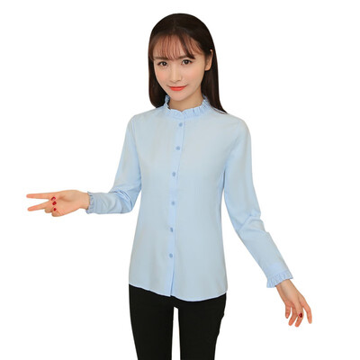 

2017 Spring Summer Sweet Girl Women Cute Blouse Ruffled Collar Petal Sleeve Top Basic Shirt Blusas Femininas