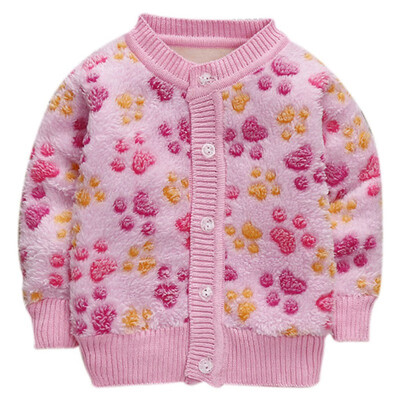 

Children Autumn Cardigan Clothes Cute Cartoon Print Plus Velvet Thickening Warm Long Sleeves Coats Kids Boys Girls Sweater Coats