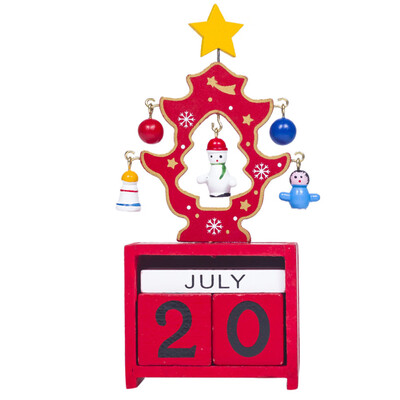 

Gobestart Christmas Mini Wooden Calendar Xmas Ornament Home Decoration Craft Gift