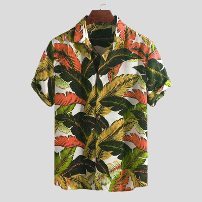 

Tailored Mens Hawaiian Beach Printed Turn Down Collar Short Sleeve Loose Shirts