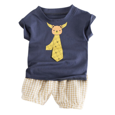 

2019 Summer Baby Clothing Set Cotton Vest & Shorts Cotton Bear Tie Newborn Baby Boy Clothing Sets 0-4 Year