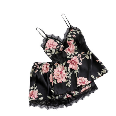 

Women Sleep Lounge Pajama Set Sexy Sleepwear Women Summer Pyjama Fashion Flower Pajamas