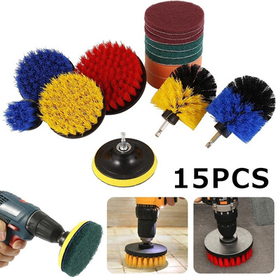

15PCS Cleaning Brush Disc Electric Tool Round Head Ball Brush Cleaning Disc Electric Soft&Hard Hair