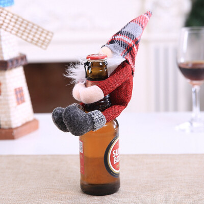 

New Christmas Decoration Santa Claus Holding Wine Bottle Doll Xmas Dinner Party Table Decor