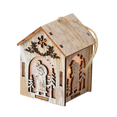 

Gobestart LED Light Wood House Cute Christmas Tree Ornaments Holiday Decoration 85x58cm
