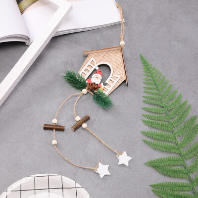 

Toponeto House shaped christmas tree hanging pendant wooden small hanging ornamentYF