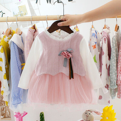 

Newborn infant Baby Dress Cotton Princess Toddler Dress Mesh Fake Two Piece Party Dresses for Girls Fashion Baby Girl Clothes